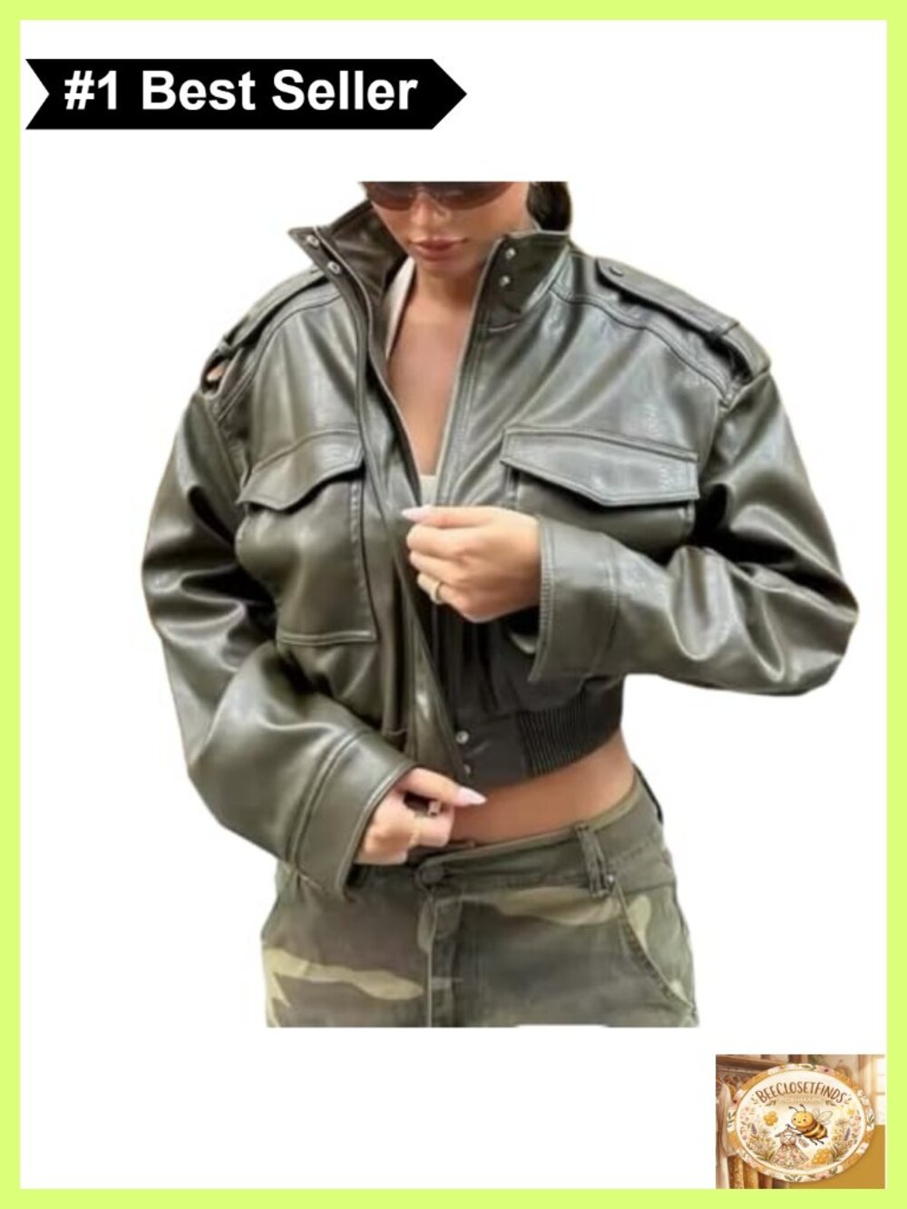 Faux Leather Cropped Moto Jacket Stand Collar Zip Front Fall Outerwear